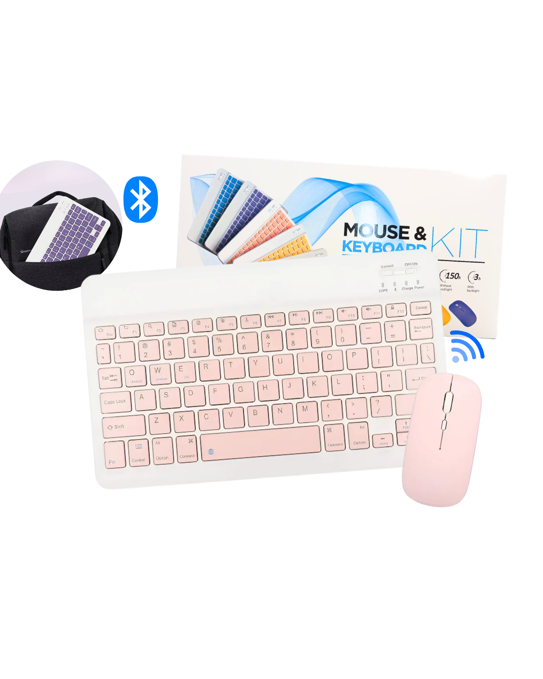 lampara silicona (50) KIT DE TECLADO Y MOUSE INALAMBRICO BT - Imagen 1